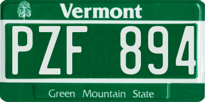 VT license plate PZF894