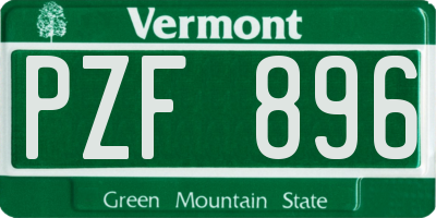 VT license plate PZF896