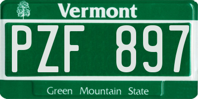 VT license plate PZF897