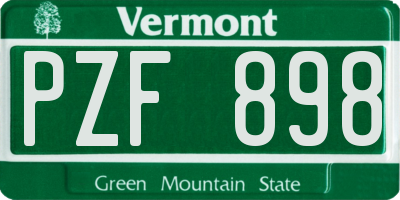 VT license plate PZF898
