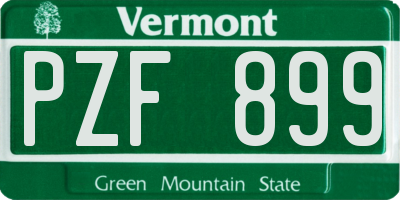 VT license plate PZF899