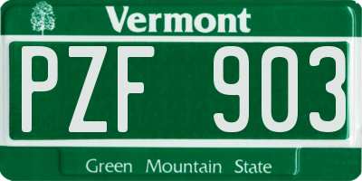 VT license plate PZF903