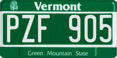 VT license plate PZF905