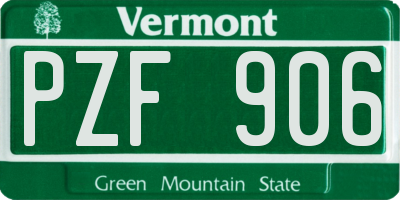 VT license plate PZF906