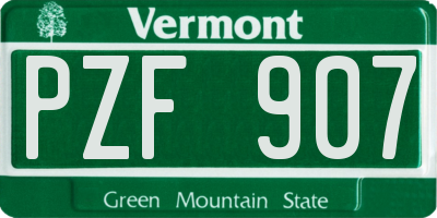 VT license plate PZF907