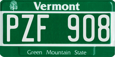 VT license plate PZF908