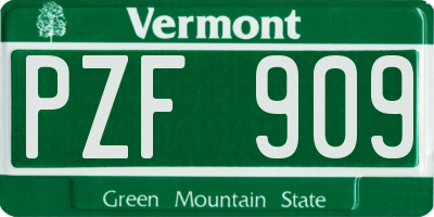 VT license plate PZF909