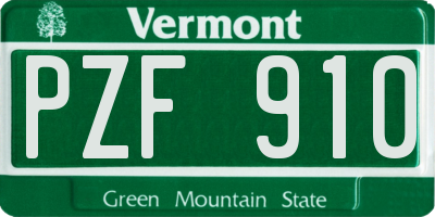 VT license plate PZF910
