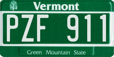 VT license plate PZF911