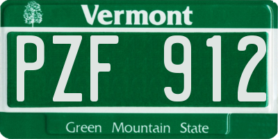 VT license plate PZF912
