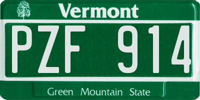 VT license plate PZF914