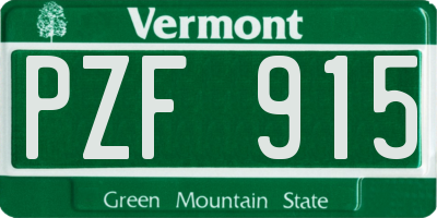 VT license plate PZF915