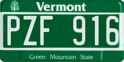 VT license plate PZF916