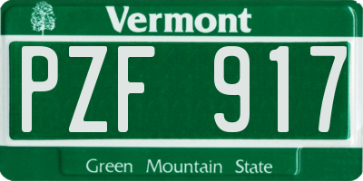 VT license plate PZF917