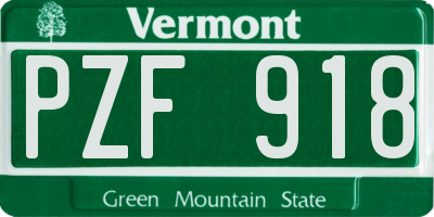 VT license plate PZF918