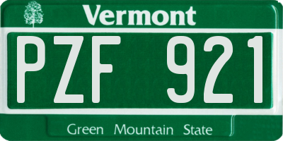 VT license plate PZF921