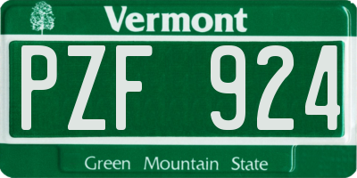 VT license plate PZF924