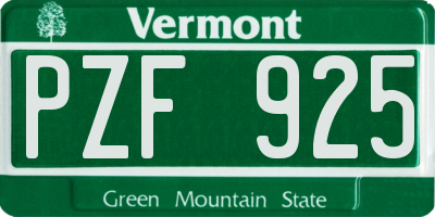 VT license plate PZF925