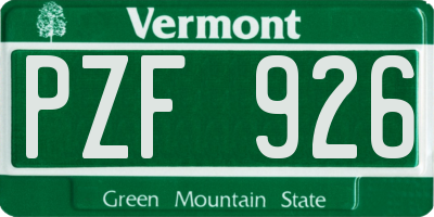 VT license plate PZF926