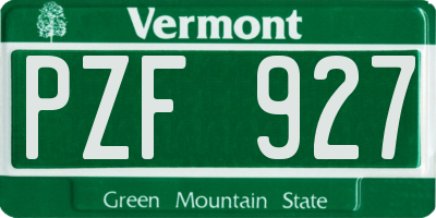 VT license plate PZF927