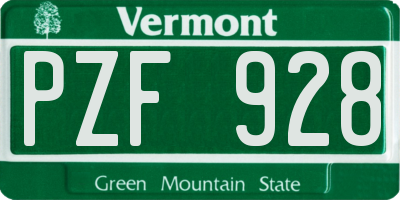 VT license plate PZF928