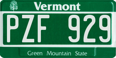 VT license plate PZF929