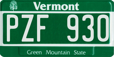 VT license plate PZF930