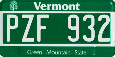 VT license plate PZF932