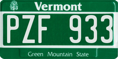 VT license plate PZF933