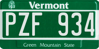 VT license plate PZF934