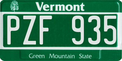VT license plate PZF935