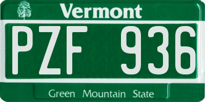 VT license plate PZF936
