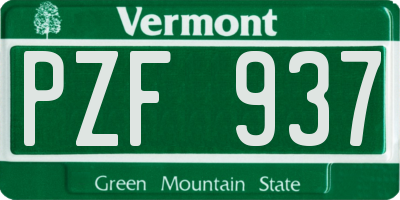 VT license plate PZF937