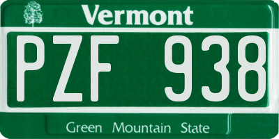VT license plate PZF938