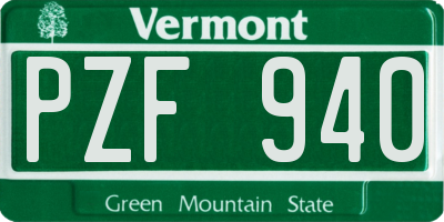 VT license plate PZF940