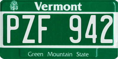 VT license plate PZF942