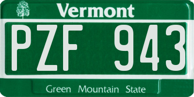 VT license plate PZF943