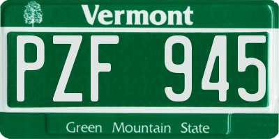 VT license plate PZF945