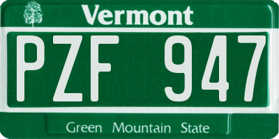 VT license plate PZF947