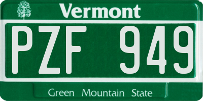 VT license plate PZF949