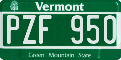 VT license plate PZF950