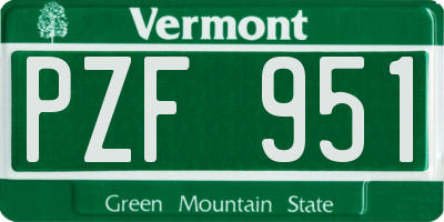 VT license plate PZF951