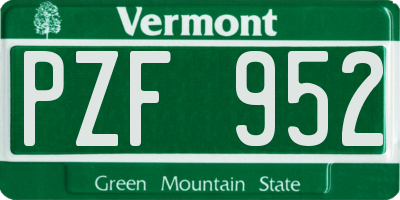 VT license plate PZF952