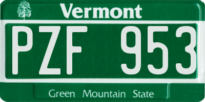 VT license plate PZF953