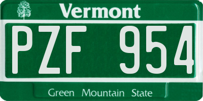 VT license plate PZF954