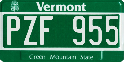 VT license plate PZF955