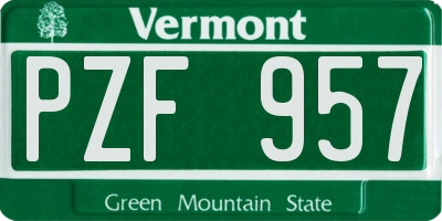 VT license plate PZF957