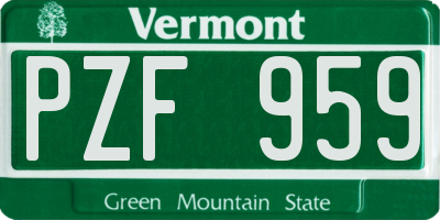 VT license plate PZF959