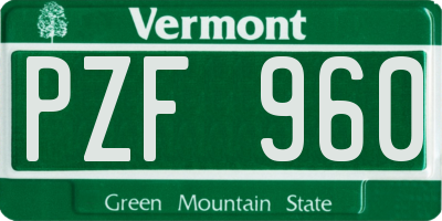 VT license plate PZF960