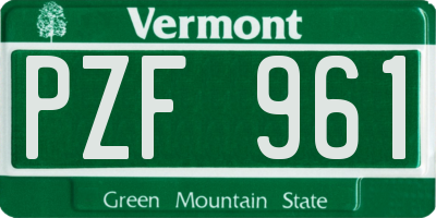VT license plate PZF961